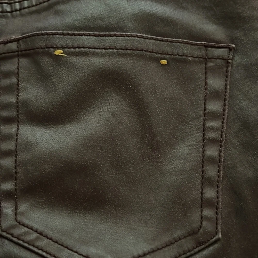 Pilcro and the‎ Letterpress faux brown leather skinny lace up leg pants Sz 25